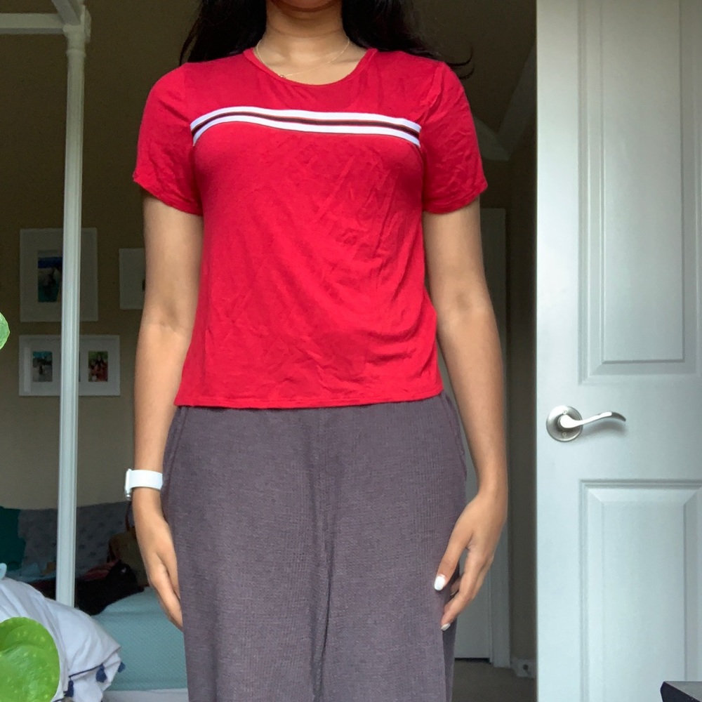 Super soft Red baby tee with stripe
